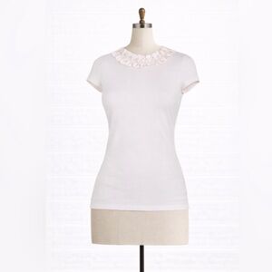 Ted Baker - Charre Bow-Trimmed Short Sleeve Tee – White - Size 3 (US 8)